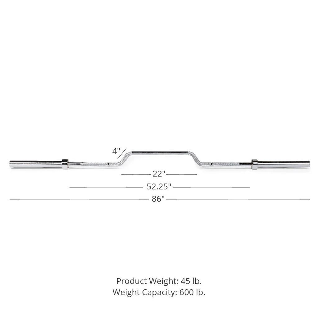 Titan Fitness 7 FT Cambered Olympic Bench Press Bar, Rated 600 LB, Chrome Finish
