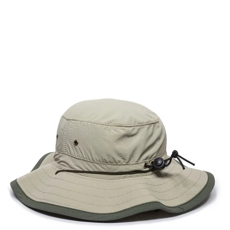 Outdoor Cap BH-600 Sunblock Explorer Hat Leather Chin Cord Khaki