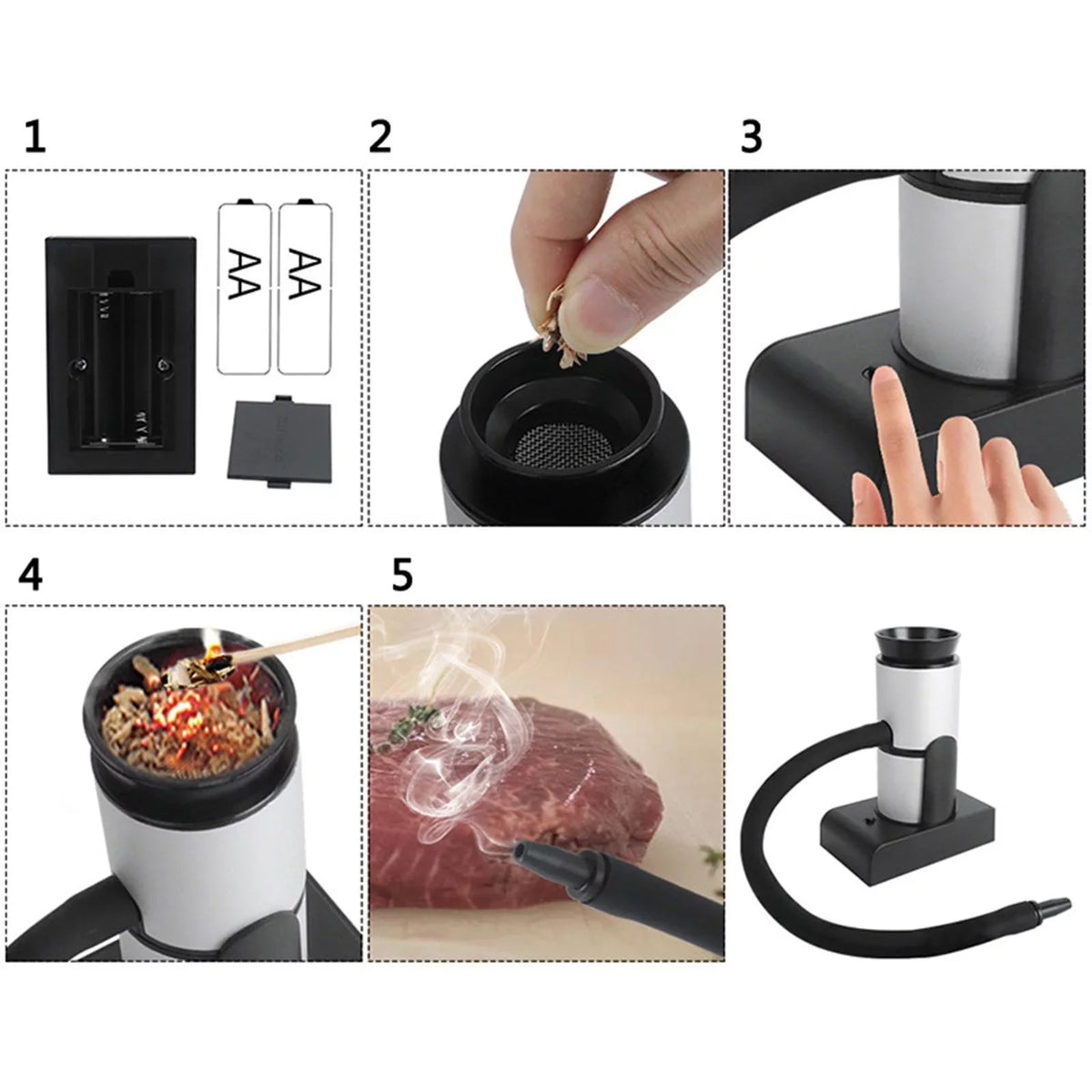 Portable Food , Kitchen Smoke , Cooking Handheld Food , Cocktail Mini Smoke Infuser Food for Meat BBQ