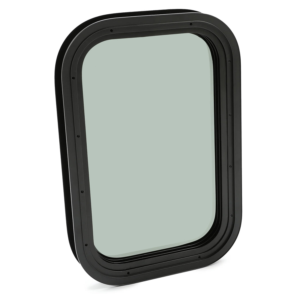 Kojem RV Window Black Universal for Camper Vertical Trailer Rip-Up Cargo Powder Coated Glass Steel
