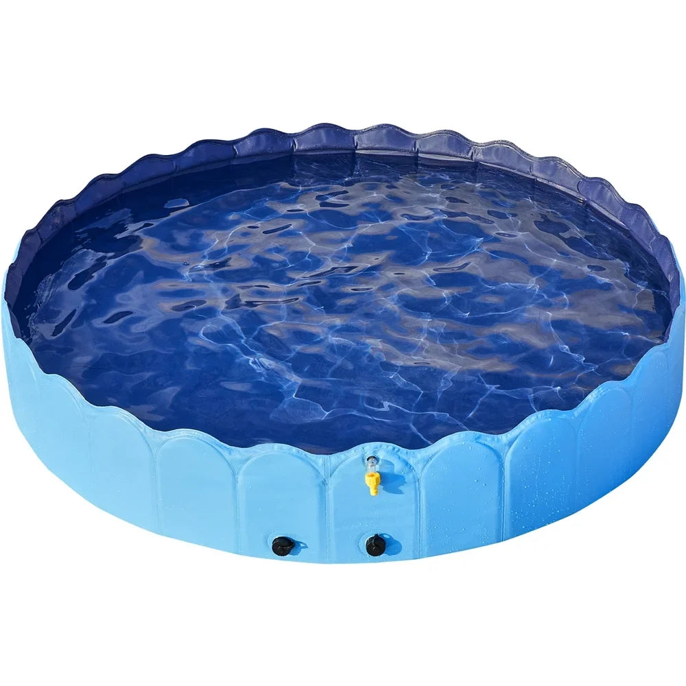 Alden Design Foldable Dog Swimming Pools with Sprinkler Indoor and Outdoor, Blue XXXL
