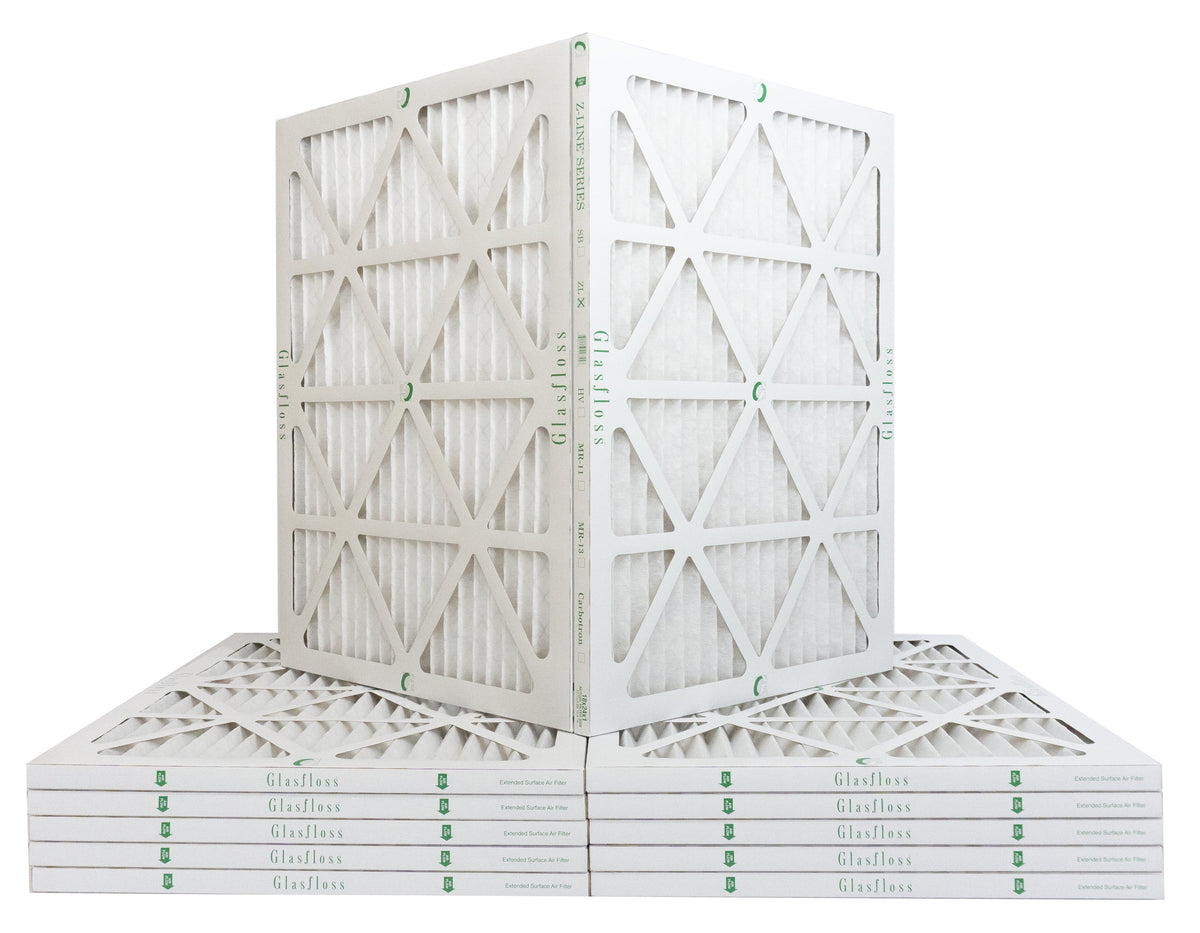 Glasfloss Air Filter 18x24x2 - 2" MERV 10 - (Pack of 12) - Pleated AC or HVAC Air Filter - Furnace Air Filter - Home or Office - Made In The .