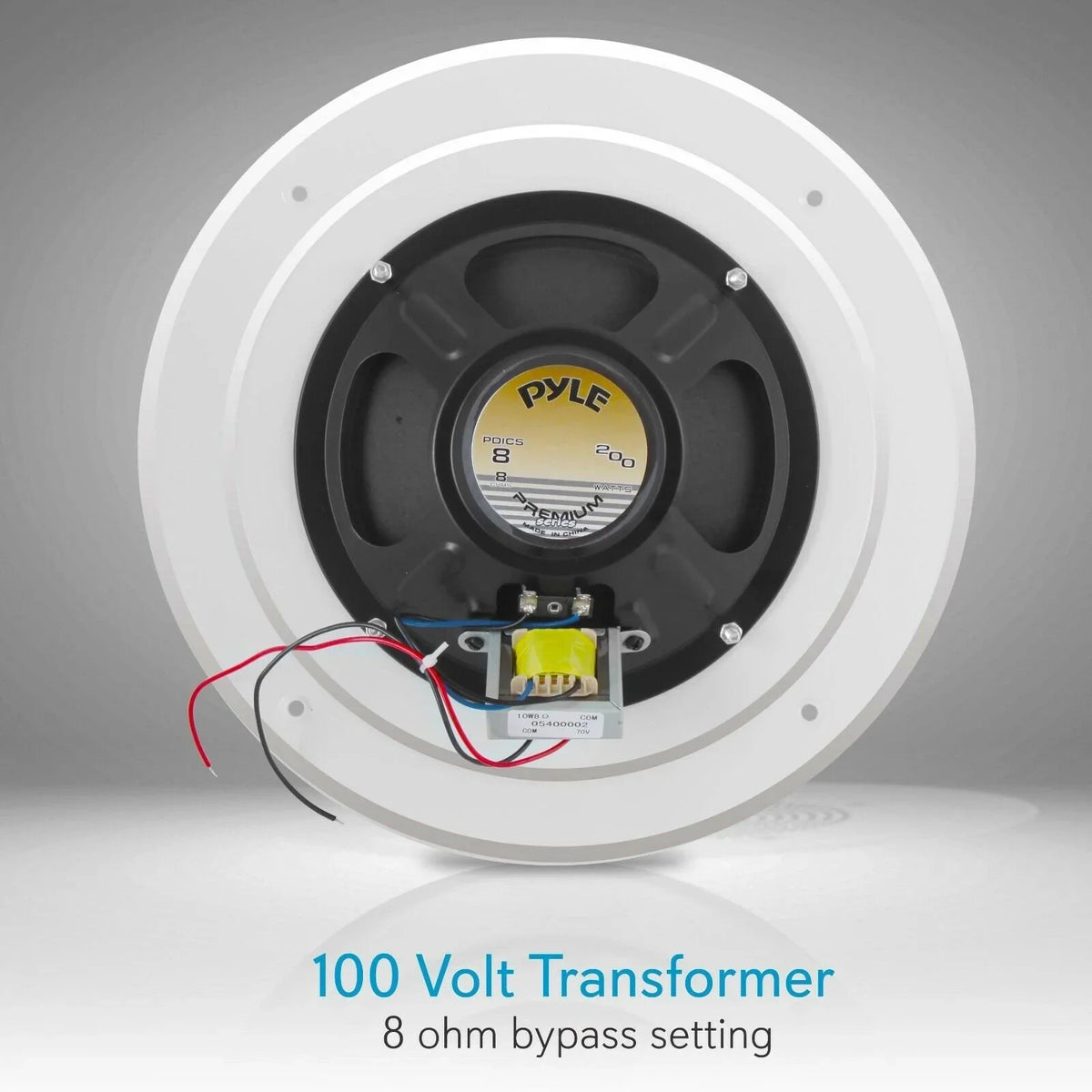 PYLE PDICS8 - 8.0'' Inch In-Wall / Ceiling Speaker with 100V Transformer Tap (for Commercial PA Intercom System) (200 Watt)
