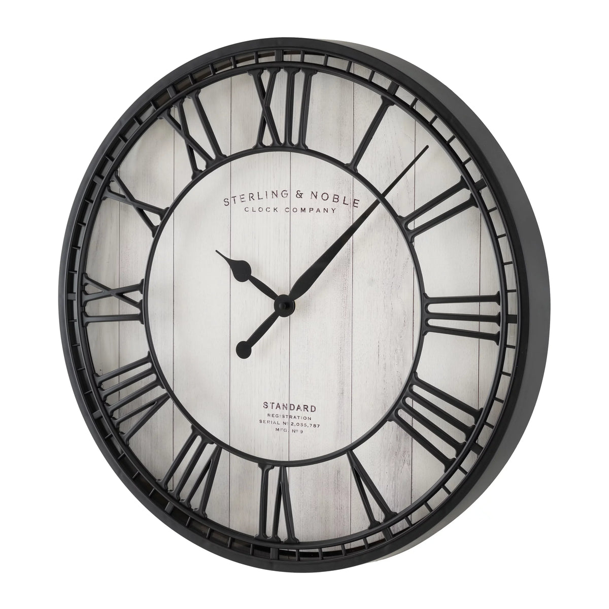 Better Homes & Gardens 20" Black and White Analog Round Raised Roman Numerals Grill Wall Clock