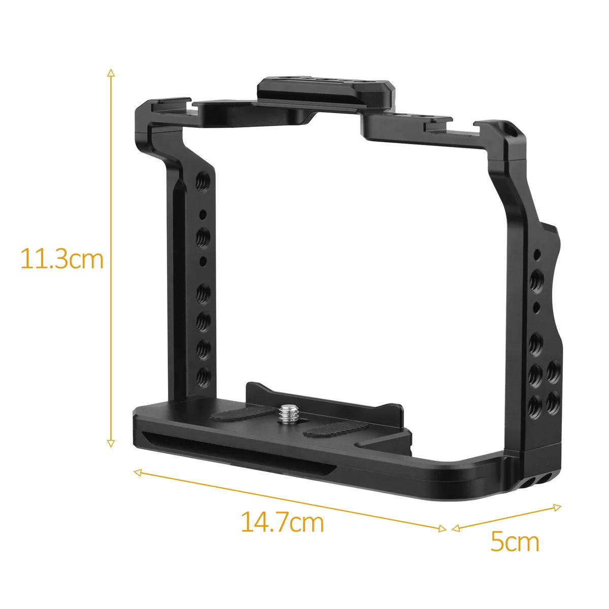 Andoer Camera Cage Aluminum Alloy Video Cage with Dual Cold Shoe Mounts Numerous 1/4 Inch Threads Replacement for Sony A7IV/ A7III/ A7II/ A7R III/ A7R II/ A7S II