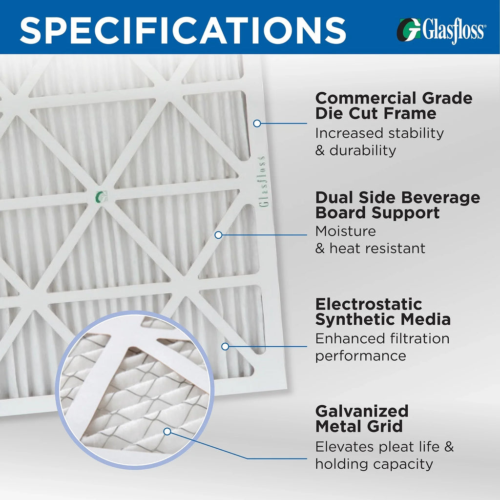 16 X 25 X 2 - MERV 10 GLASFLOSS PLEATED AIR FILTER ZL SERIES 12-Pack