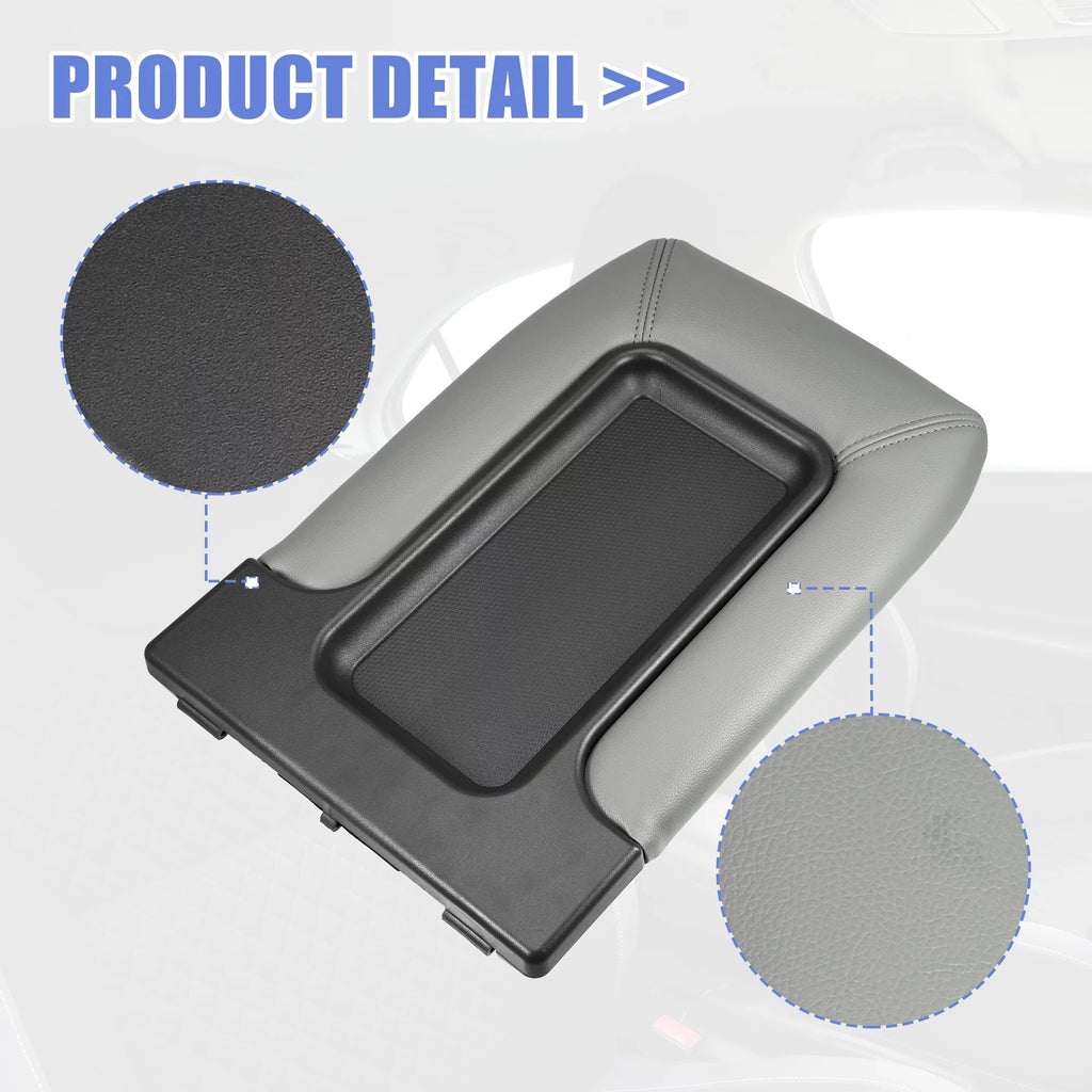 Unique Bargains Center Console Lid Armrest Seat Box Wrap Protector for Cadillac Escalade 2003-2004 Faux Leather Gray