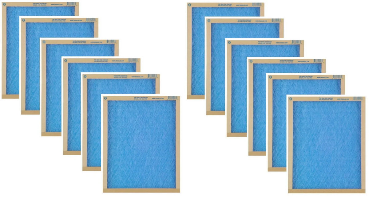 True Blue 110301 10" x 30" x 1" Flat Panel Spun Fiberglass Disposable Furnace Air Filter MERV 2 - Quantity of 12