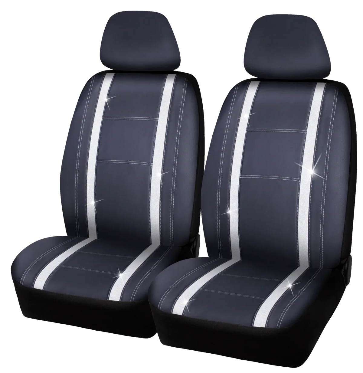 Auto Drive 2 Piece Checker Diamond Car Seat Wrap Premium Leather Black, Universal Fit - 2102SC035