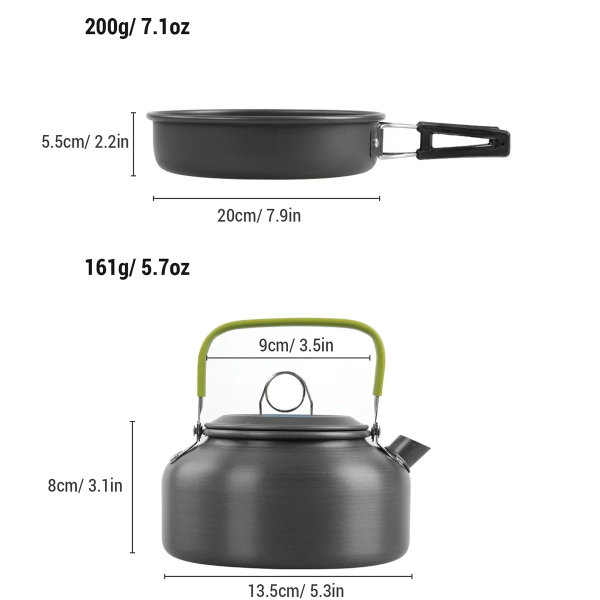 Yabuy Camping Cookware Mess Kit Non-Stick Pot and Pan Set with Kettle for Camping Hiking Backpacking