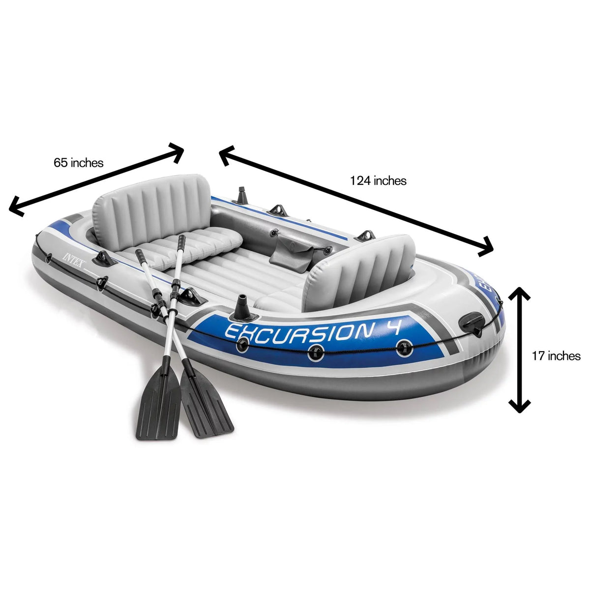 Intex Excursion Inflatable Rafting Fishing 4 Person Craft w/ Oars & Pump (3 Pack)