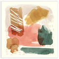 Ochre Echo II Abstract Colorful Frameless Tempered Glass Panel Contemporary Wall Art - 38 x 38 in.