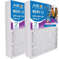 16x25x5 Air Filter MERV 13 Comparable to MPR 1500 - 2200 & FPR 9 Compatible with Air Bear 255649-105 Premium Made 16x25x5 Furnace Filter 2 Pack by AIRX FILTERS WICKED CLEAN AIR.