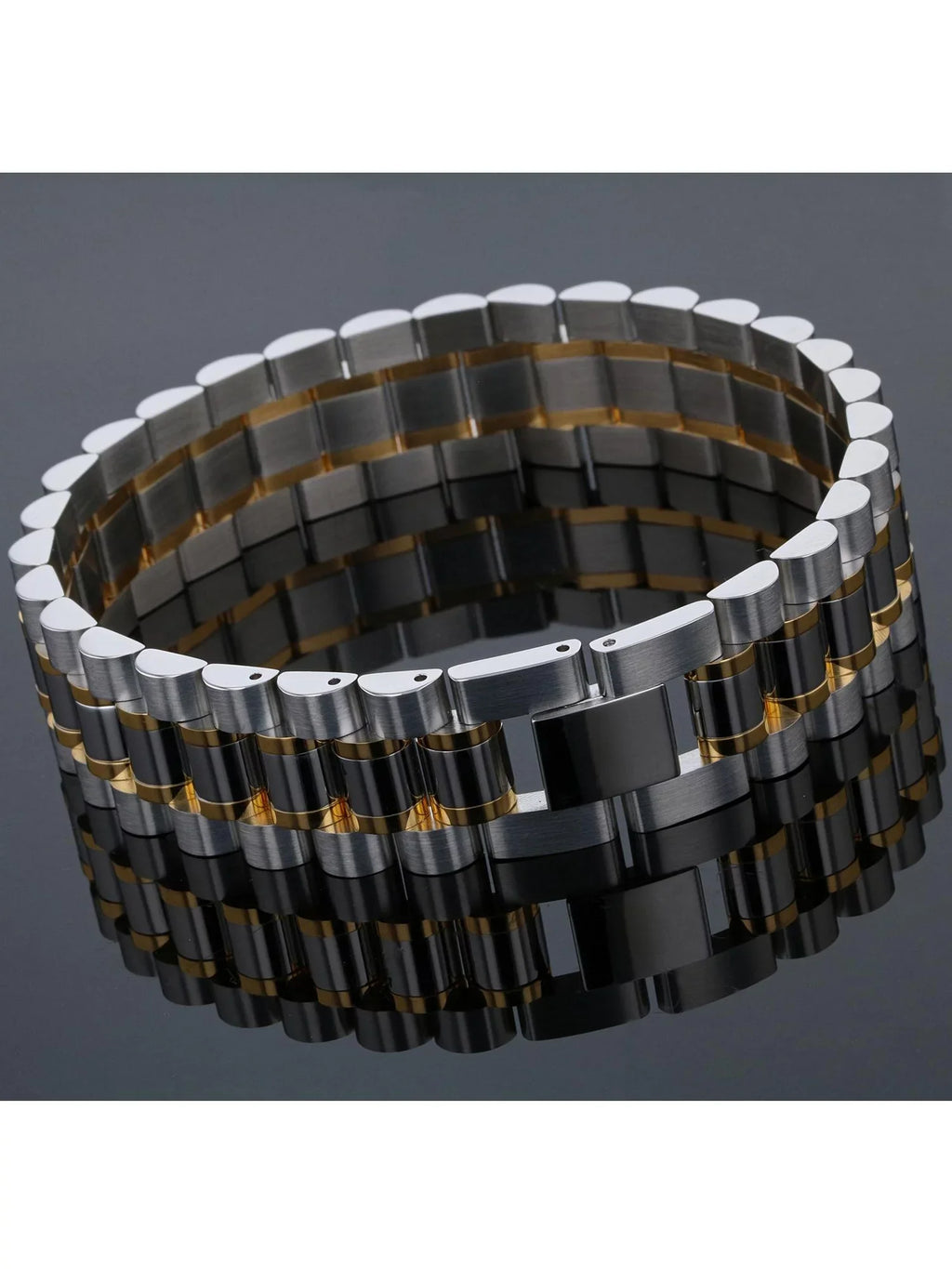 Mens Two-Tone Stainless Steel Watch Link
