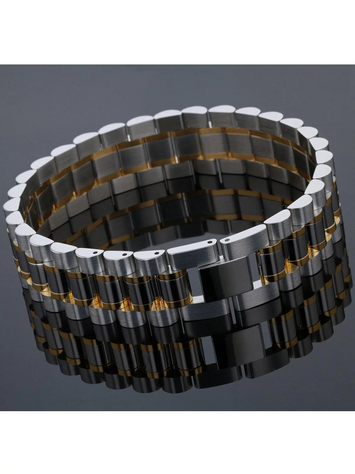 Mens Two-Tone Stainless Steel Watch Link