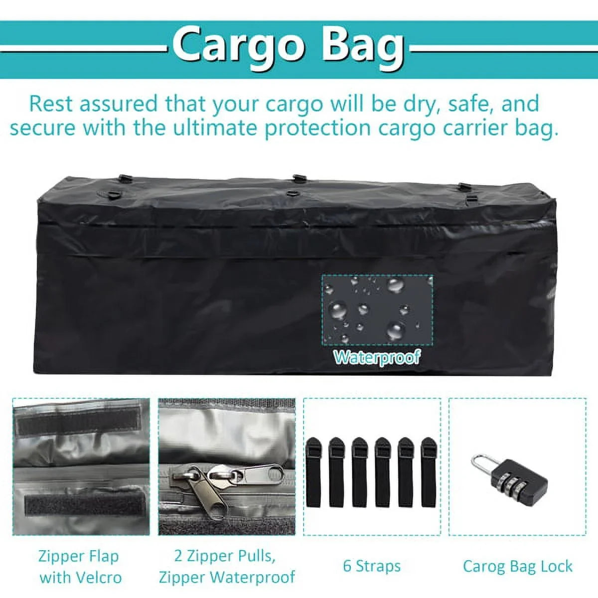 Teledu 60" x 24" x 6" Hitched Mounted Folding Cargo Basket with a 500 lb Capacity for Car SUV Truck Trailer, Black
