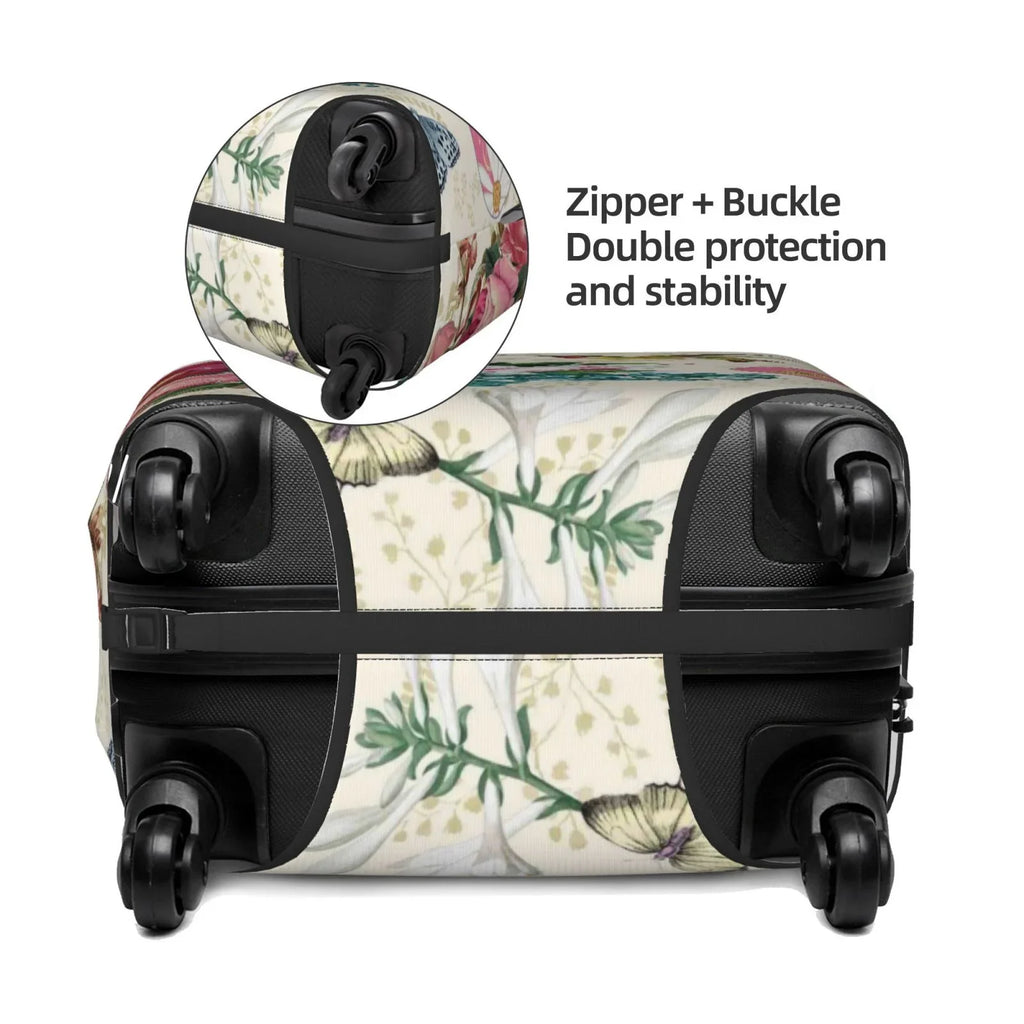 Easygdp Bird Butterfly Rose Print Elastic and Washable Suitcase Protective Protection with Hidden Zipper Fits 18-32 inch Luggage -Medium