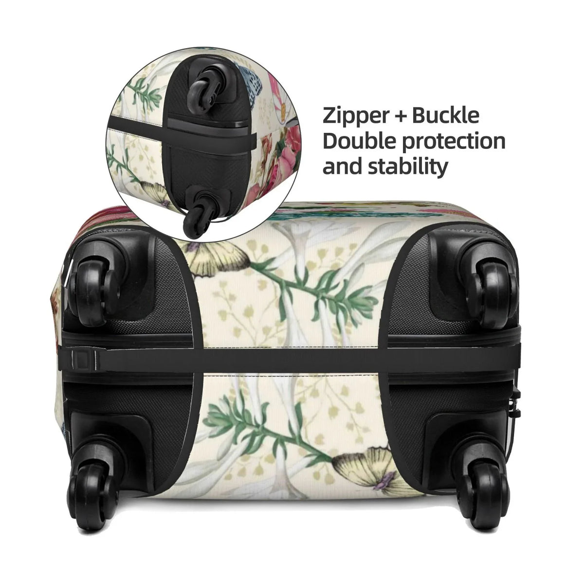 Easygdp Bird Butterfly Rose Print Elastic and Washable Suitcase Protective Protection with Hidden Zipper Fits 18-32 inch Luggage -Medium