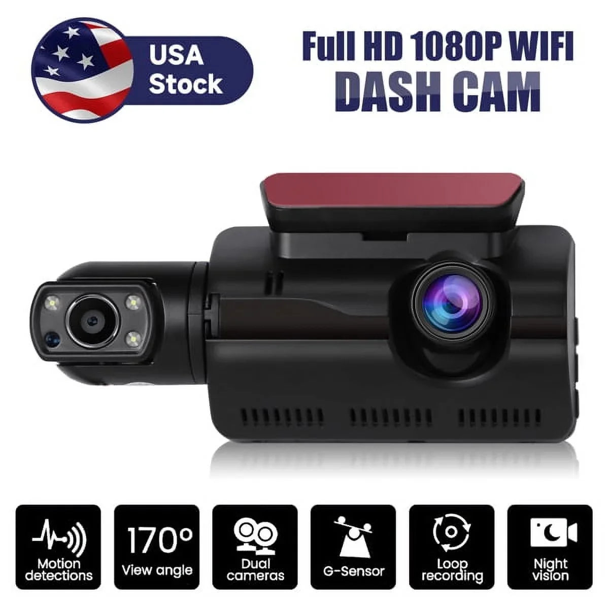 SYTHERS 1080P Dash Cam Night Vision Dash Camera Front and Rear 170° Wide Angle Loop Recordin G-Sensor
