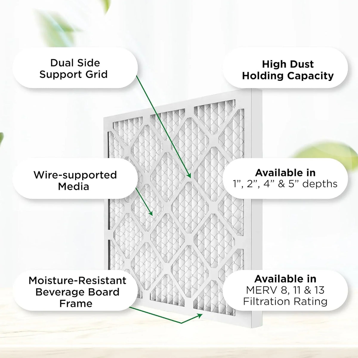 18X25x2 MERV 8 Pleated HV Furne Air Filters. Case Of 12. Ext Size: 17-1/2 X 24-1/2 X 1-3/4