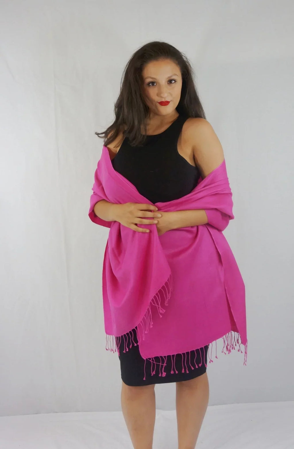 Shawl/Shawls/Scarf/Scarves/Wrap/Stole/Muffler/Cape/Ruana/Blanket/Throw/Pashmina Shawl/Cashmere Scarf/Wool/Silk (Hot Pink Regular Shawl)