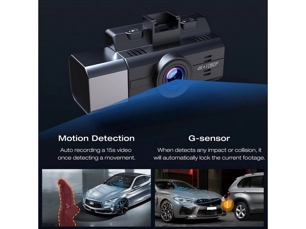 TOGUARD 4K Dash Cam Front and Rear Inside, 3 Channel Dashcam 4K+1080P Dash Camera, Triple Car Camera 2K+1080P+1080P with IR Night Vision, WDR,G-Sensor, Parking Monitor
