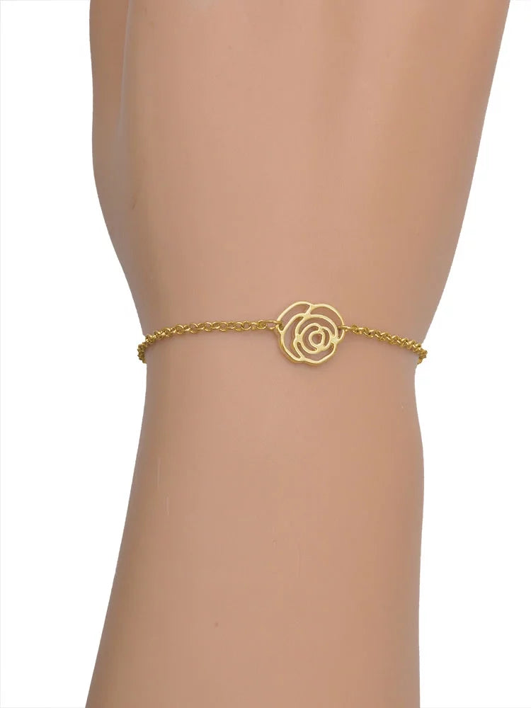 Delight Jewelry Silvertone Green Three Leaf Clover - Shamrock Gold-tone Rose Link Chain , 6.25"+1.75" Extender