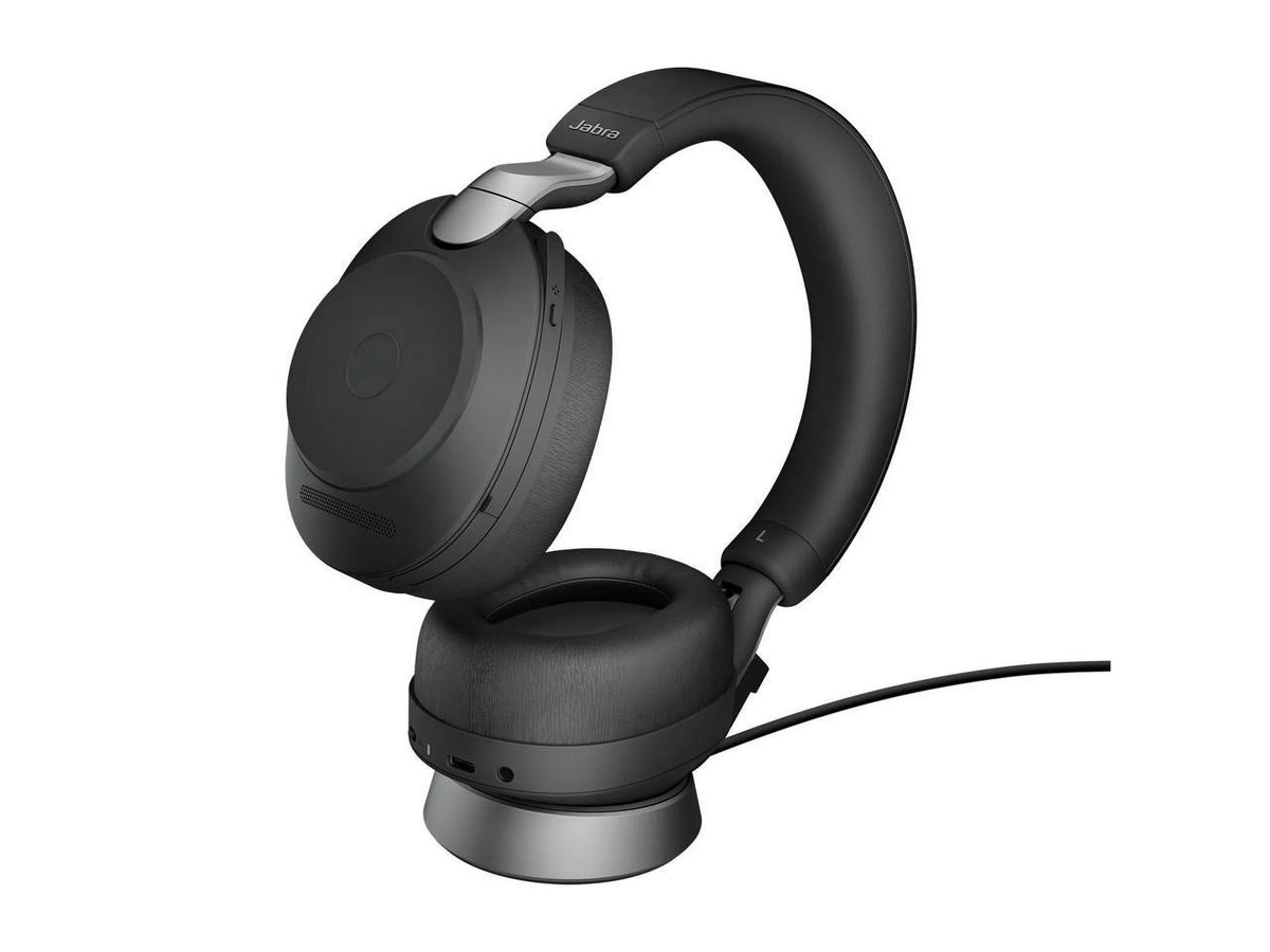 Jabra Evolve2 85 UC Wireless Headphones with Link380a, Stereo, Black - Wireless Bluetooth Headset for Calls and Music, 37 Hours of Battery Life, Advanced Noise Cancelling Headphones