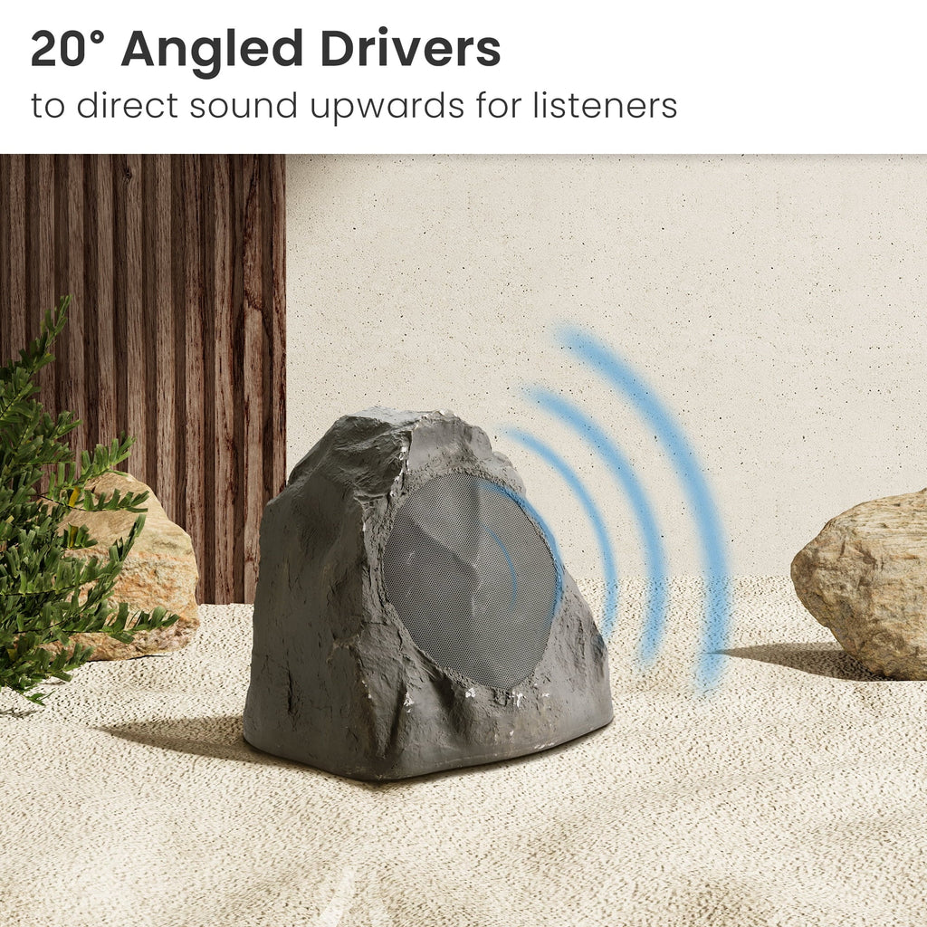 Theater Solutions 8R8SG Outdoor Slate 8" Rock 8 Speaker Set for Deck Pool Spa Yard Garden