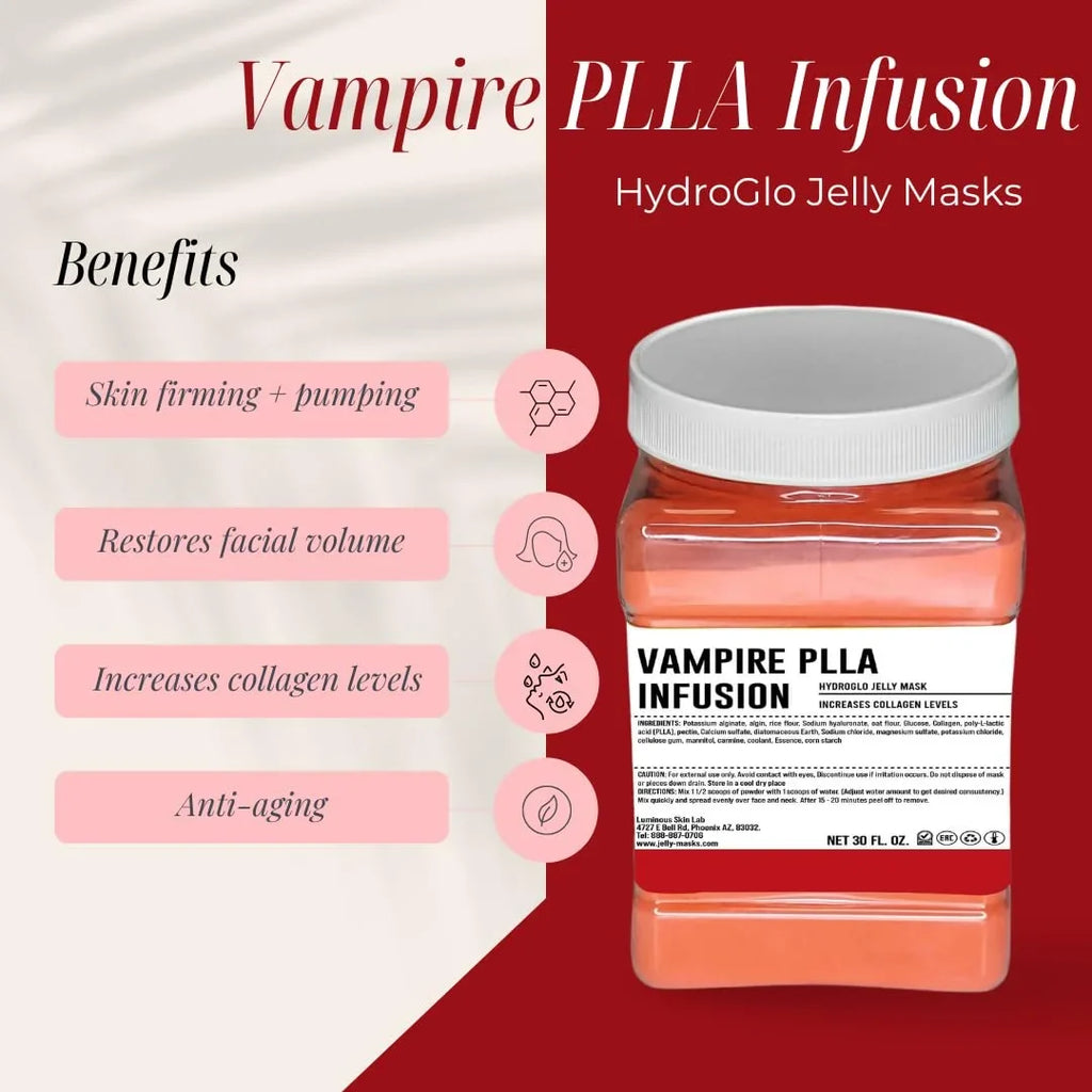 Luminous Skin Lab Vampire PLLA Infusion Jelly Mask, Facials Professional Pack Peel off Facial Mask - Anti-Aging, Reducing Dark Spot & Natural Skin Treatment - Suitable for All Skin Types | 30 fl oz
