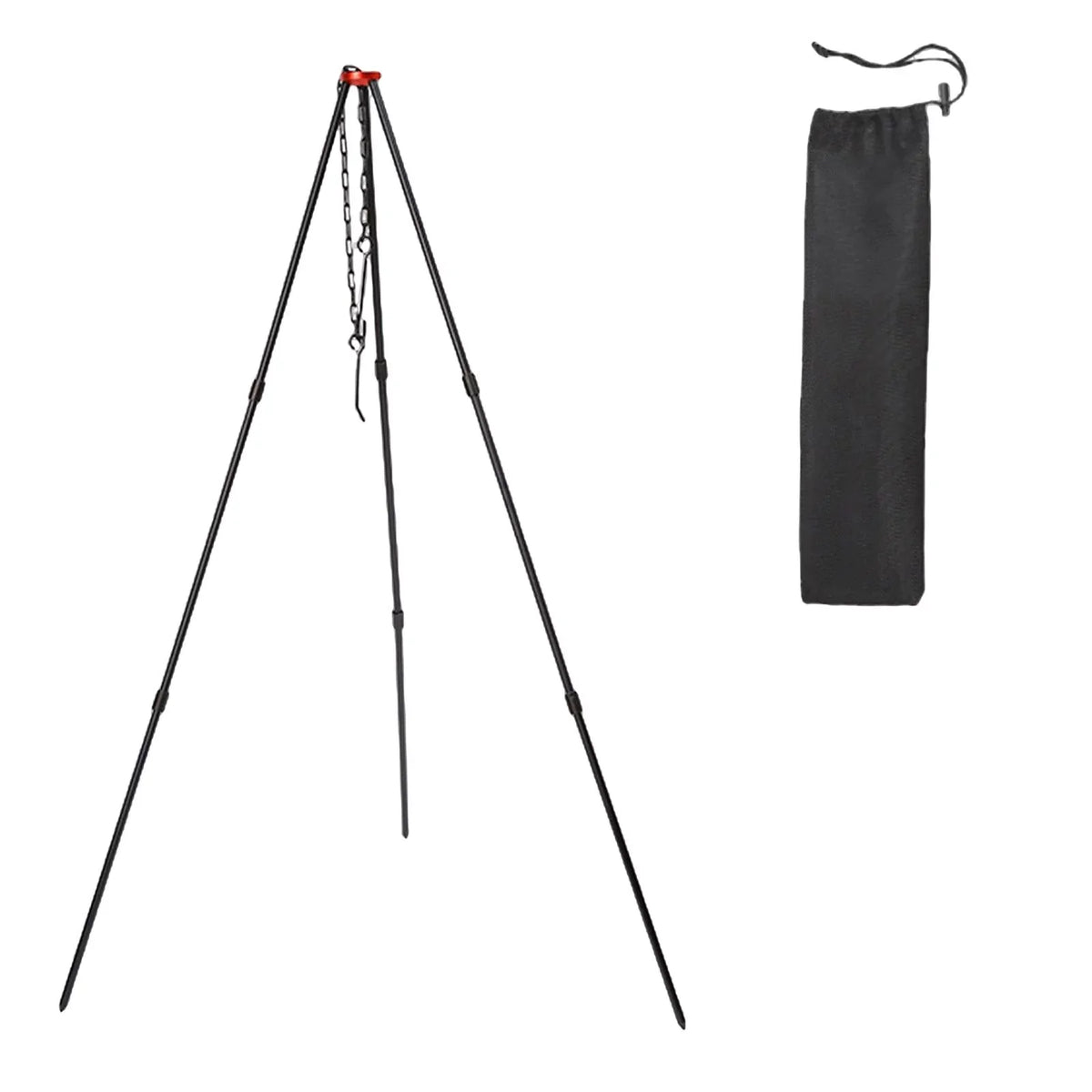 Camping Tripod, Portable Outdoor Cooking Tripod with Adjustable Campfire Picnic ing Pot Grill Stand Aluminum Cookware Accessory , Black