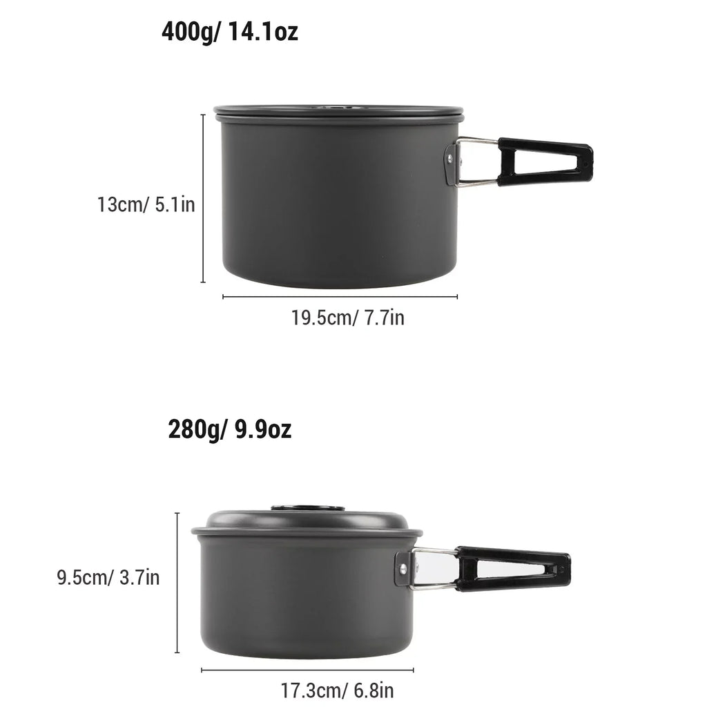 Yabuy Camping Cookware Mess Kit Non-Stick Pot and Pan Set with Kettle for Camping Hiking Backpacking