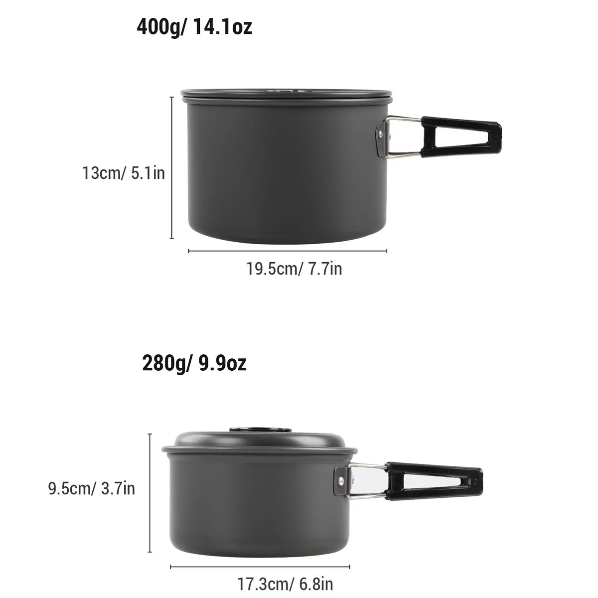 Yabuy Camping Cookware Mess Kit Non-Stick Pot and Pan Set with Kettle for Camping Hiking Backpacking