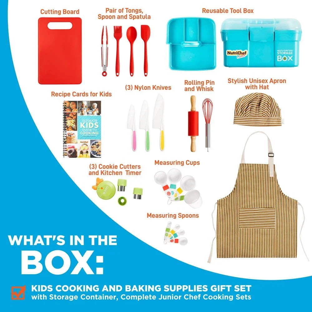NutriChef Kids Cooking & Baking Set Complete Set for Girls & Boys, Includes Little Chef's Apron