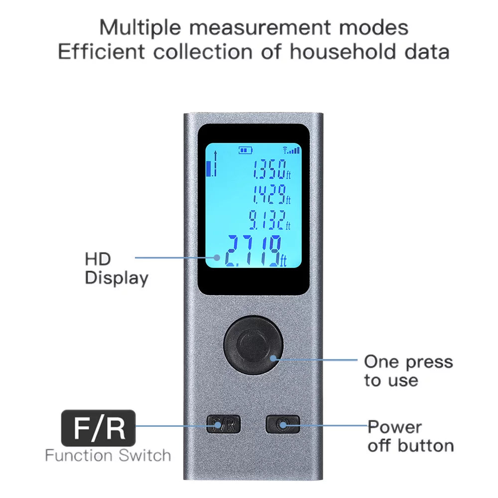 Compact Intelligent Rangefinder 30M USB Rechargeable Handheld Rangefinder for Interior Decoration and Construction