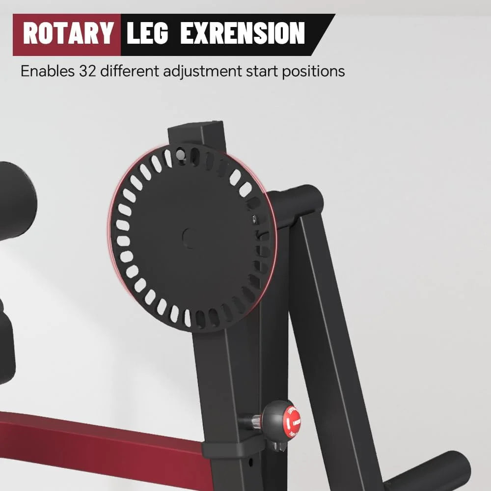 Leg Extension and Leg Curl Machine, Adjustable Lower Body Specialty Machine for Seated/Horizontal/Lying Leg Rotary Extension and Curl, Plate Loaded Leg Exercise Bench for Thigh in Home Gym
