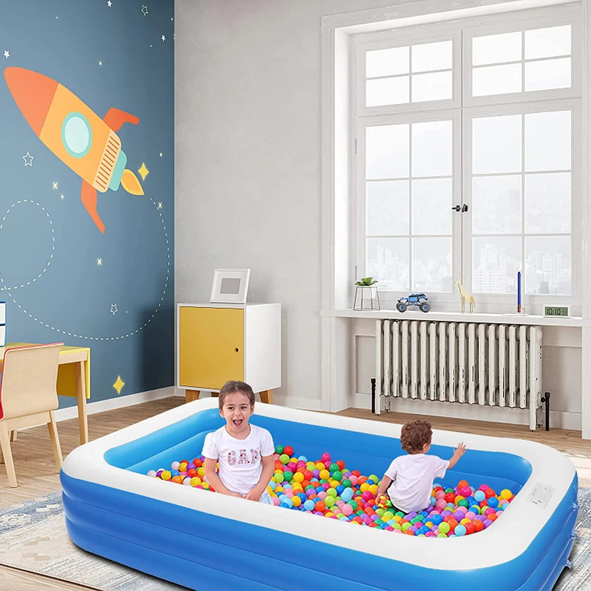 Moselota 120" x 72" x 22" Inflatable Swimming Pool - Wall Thickness 0.4mm Blue