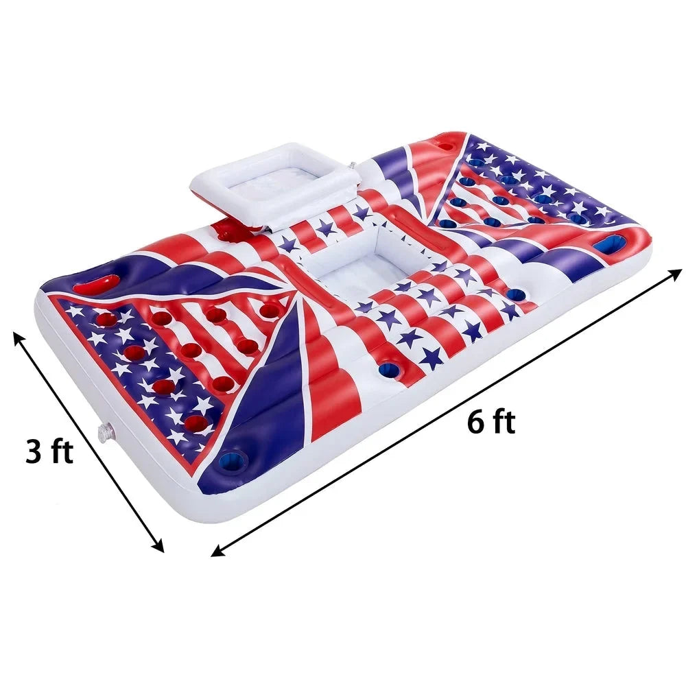 n Flag Floating Beer Pong Float with Built-In Cooler