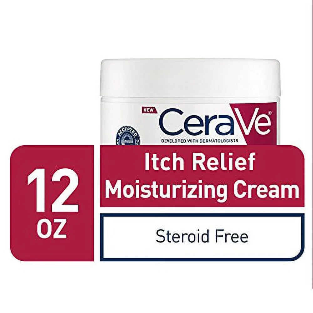 CeraVe Moisturizing Cream for Itch Relief | Anti Itch Cream with Pramoxine Hydrochloride | Relieves Itchy with Minor Skin Irritations, Sunburn Relief, Bug Bites | Fragrance Free | 12 Ounce