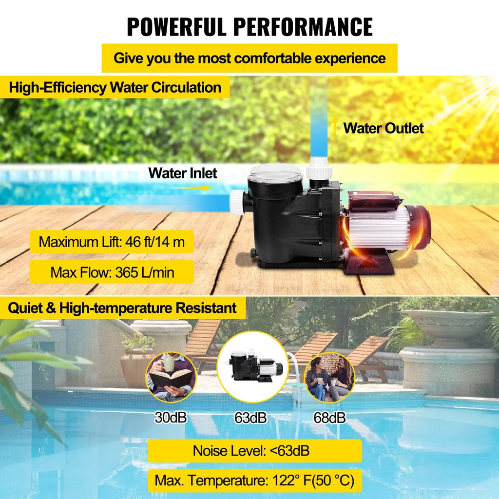 BENTISM Swimming Pool Pump Water 750W 1HP Self Priming Filter Electric Spa