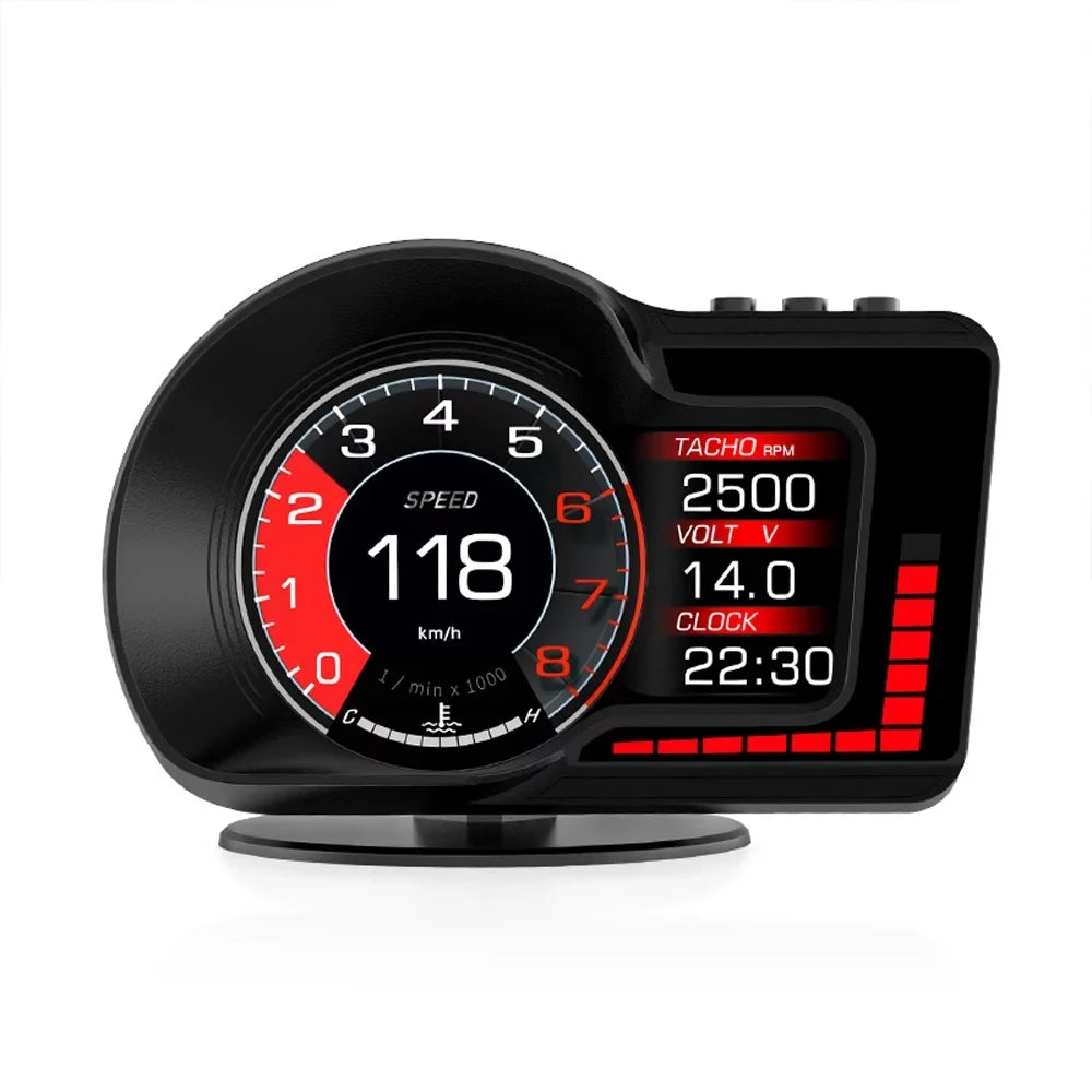 Moobody Head-Up Display for Car Speed Monitoring: Speedometer, Clock, RPM, Water & Oil Temperature