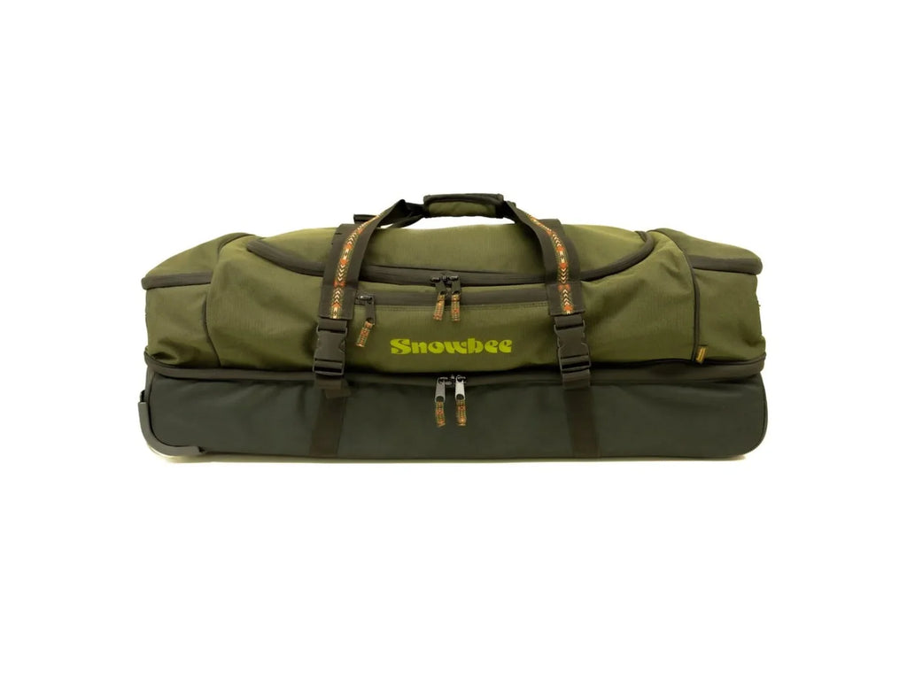 Snowbee XS Travel Luggage - Dual Storage Compartments - Green - Fly Fishing Gear Storage Roller Bag