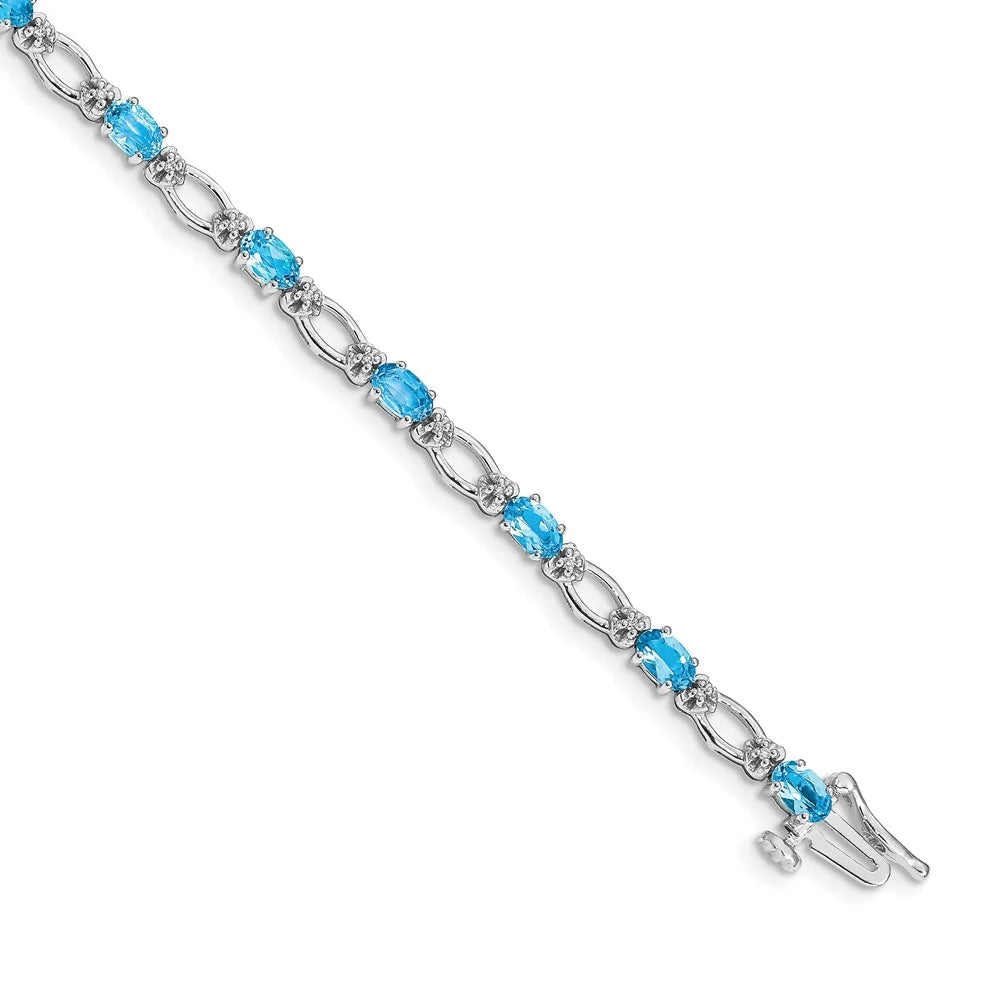 14k White Gold Diamond and Blue Topaz QBM4491-BT-010-WA