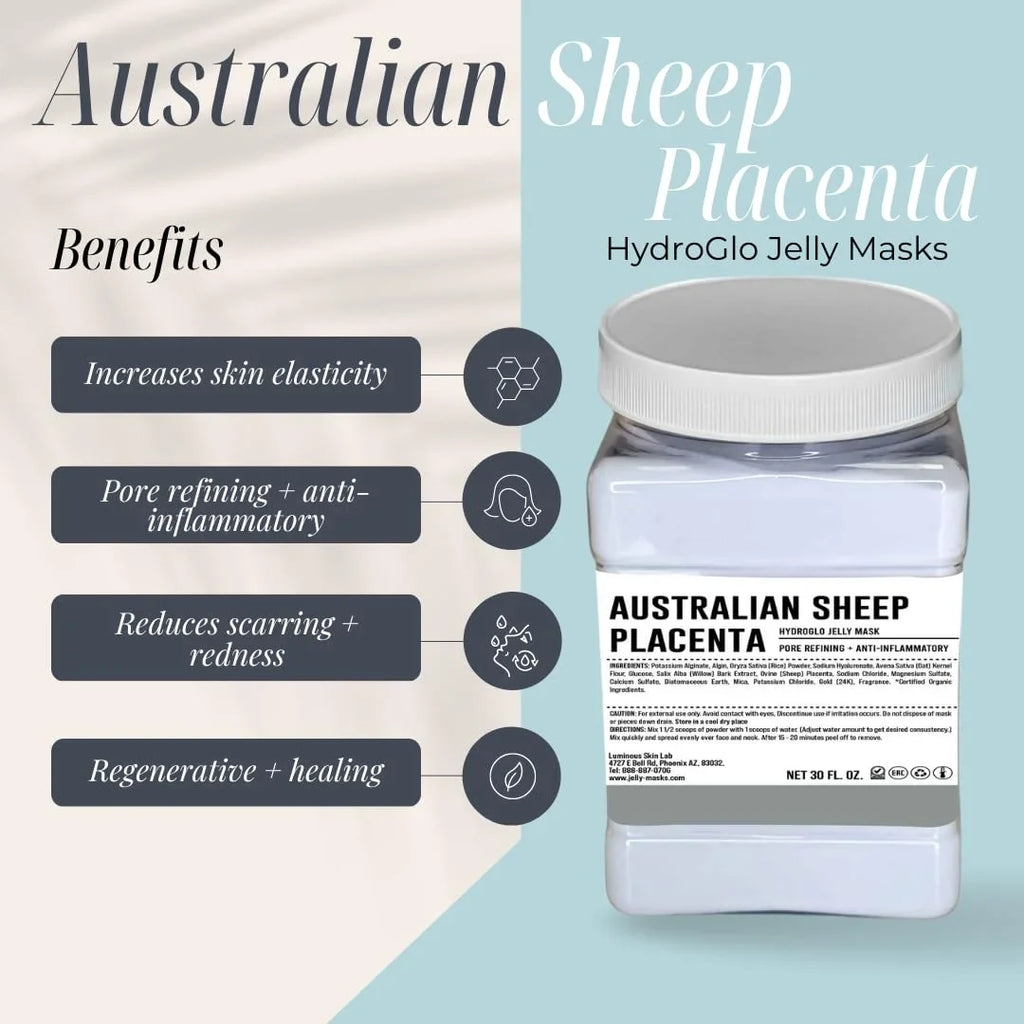 Luminous Skin Lab Australian Sheep Placenta Jelly Mask, Professional Pack Peel off Facial Mask - Anti-Aging, Reducing Dark Spot & Natural Skin Treatment - Suitable for All Skin Types | 30 fl oz