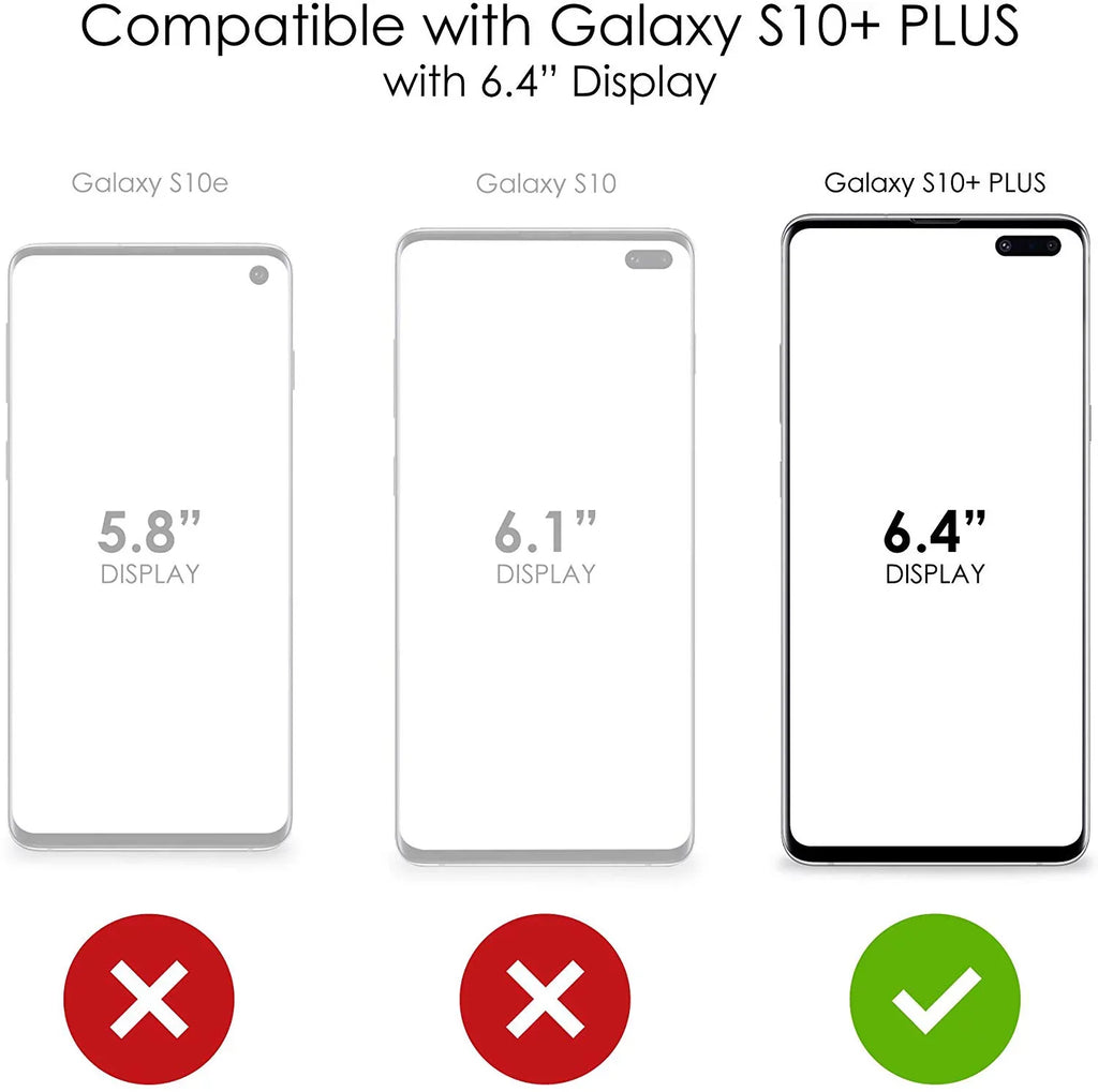 DistinctInk Clear Shockproof Hybrid Case for Samsung Galaxy S10+ PLUS(6.4" Screen) - TPU Bumper, Acrylic Back, Tempered Glass Screen Protector - "Wubba Lubba Dub Dub" Face