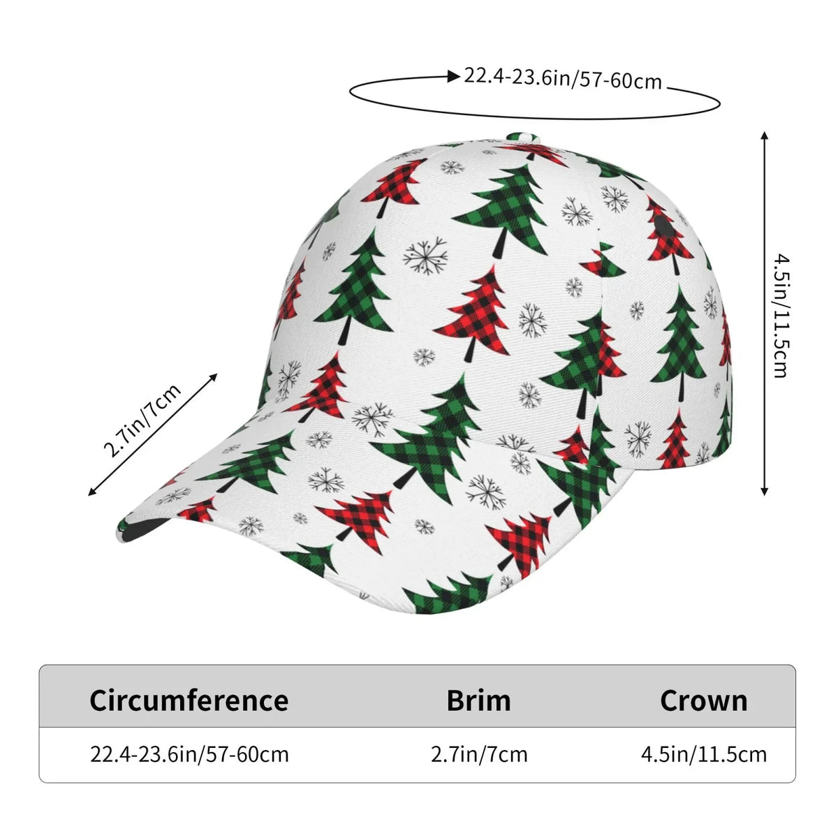 Balery Baseball Cap Adjustable Size for Running Workouts and Outdoor Activities All Seasons Dad Hat(Buffalo Plaid Christmas Trees)