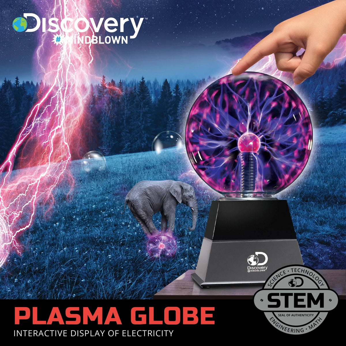 Shield #Mindblown 6" Plasma Globe Lamp with Interactive Electric Touch and Sound Sensitive Lightning and Tesla Coil, Includes AC Adapter, Glass STEM Lava Lamp-Style Light for Desk, Kids Room
