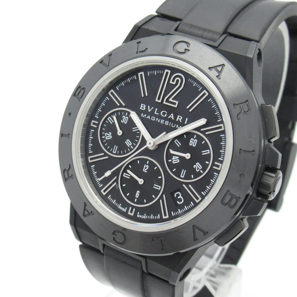 Pre-Owned BVLGARI Diagono Magnesium Chrono Wrist Watch watch Wrist Watch DG42SMCCH Mechanical Automatic Black Rubber belt mag DG42SMCCH (Good)