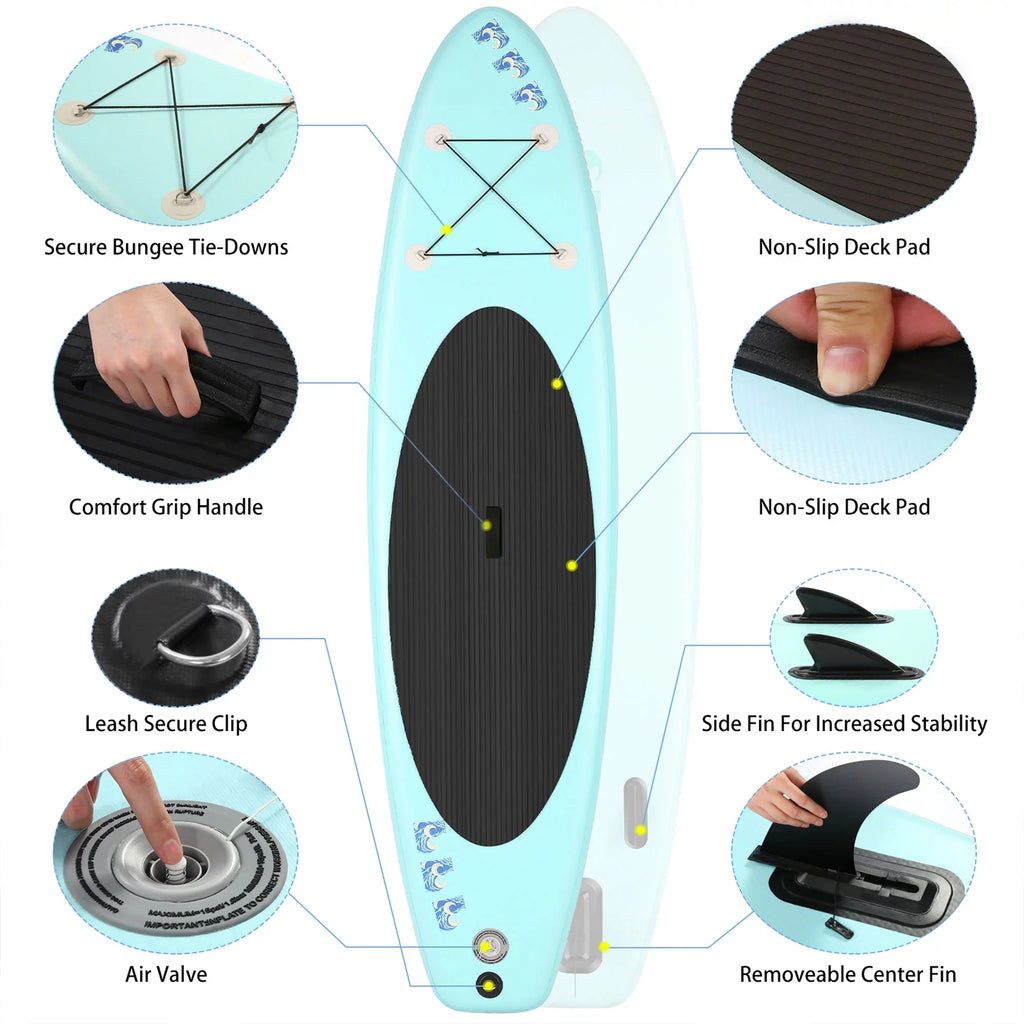 Ancheer iSUP Inflatable Stand Up Paddle Board with Accessories, Lake Blue