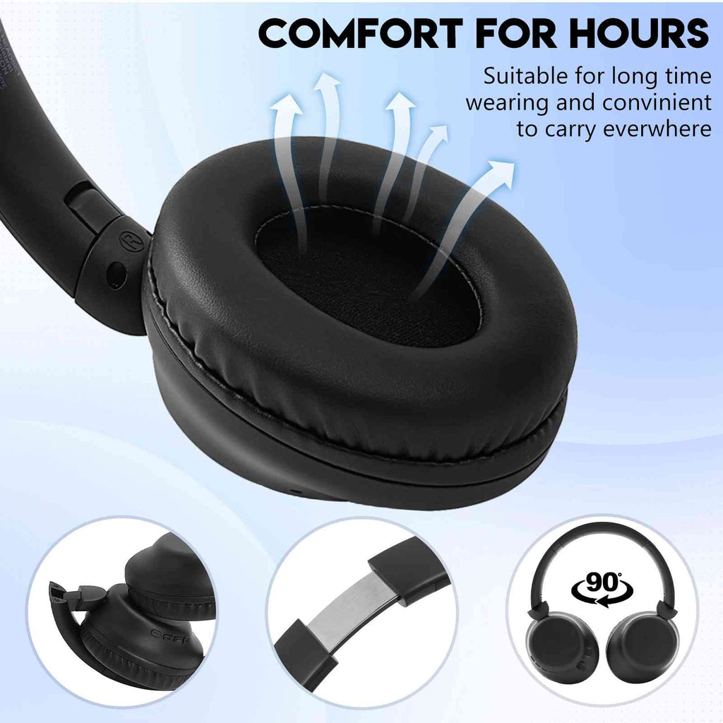 UrbanX Perfect Comfort 955 II Overhead Wireless Bluetooth Headphones For Asus Zenfone 5z ZS620KL Noise-Cancelling, with – Black